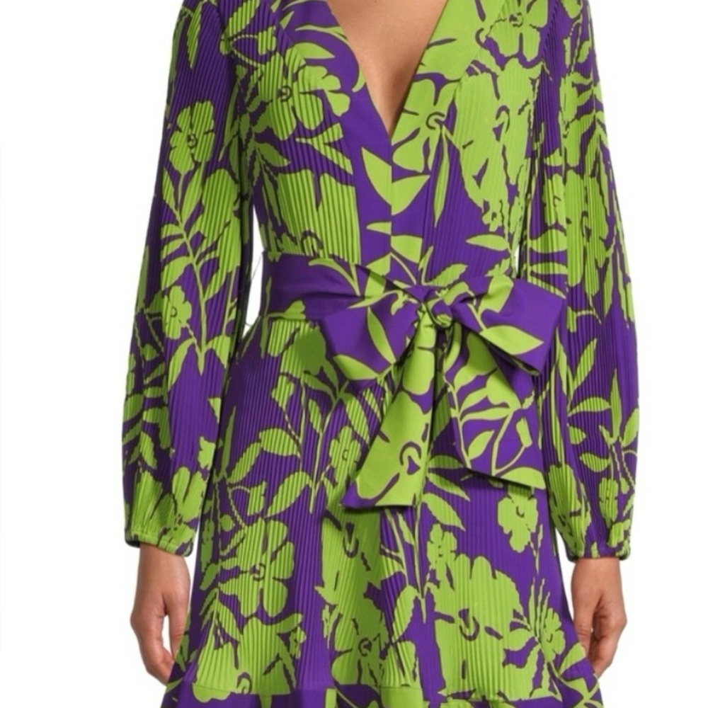 MILLY Liv Marigold Pleated dress. Vibrant Floral Dress
